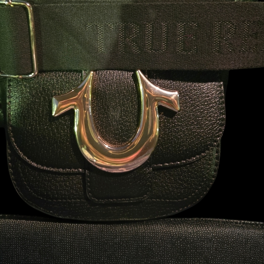 True Religion Black Crossbody Bag with Gold Accent-EUC - Picture 5 of 9